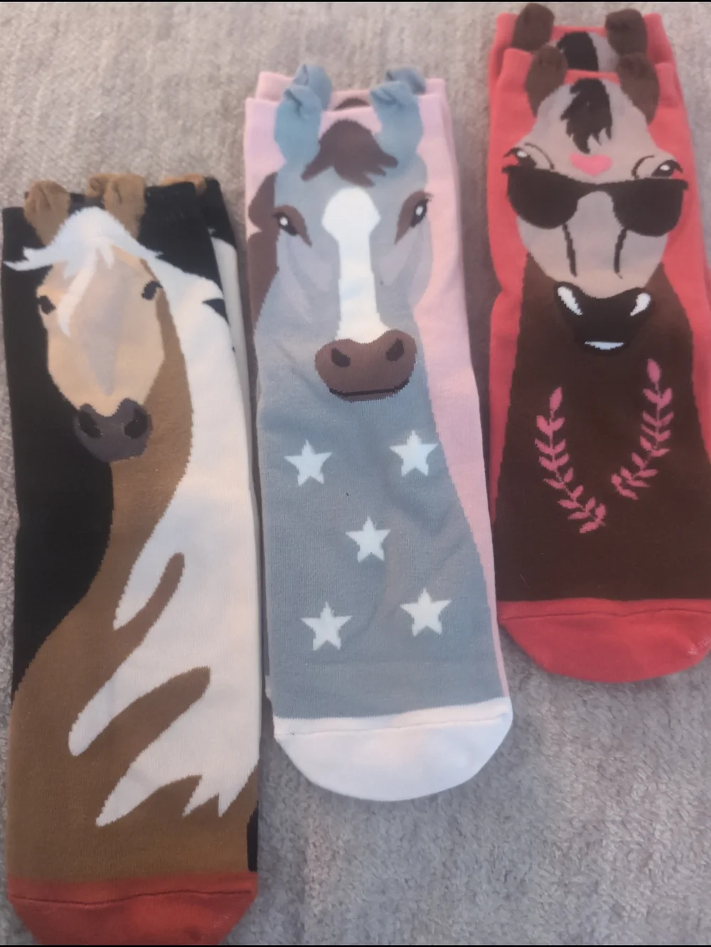 Western Novelty Womens Socks Horse Themed Funny Cute With Ears 5-8